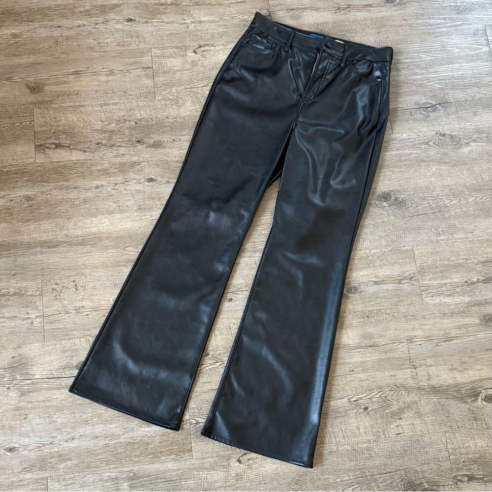 Old Navy Black Higher High-Rise Flare Faux Leather Pants